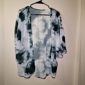 Sheer tie dye kimono cardigan
